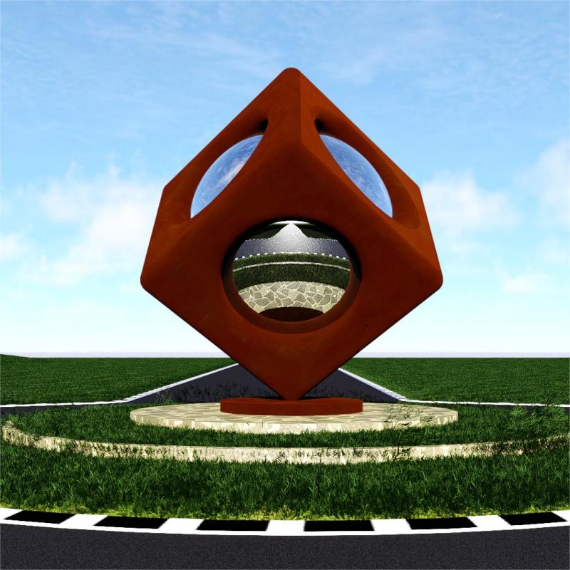 Large Metal Sculpture: Sphere in a Square City Landmark Art Sculpture Project Custom DZ-148