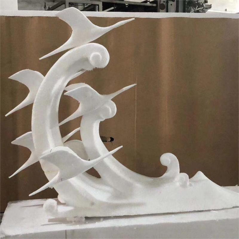 Large metal sculpture seagull chasing waves landscape park art decoration for sale