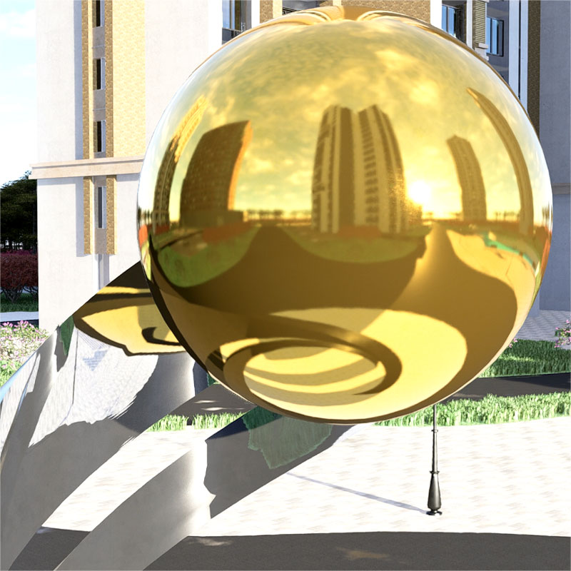 Large abstract art golden ball sculpture community square public landscape decoration project 