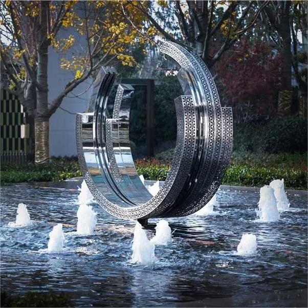 Modern waterscape sculpture stainless steel hollow landscape fountain sculpture art decoration DZ-157