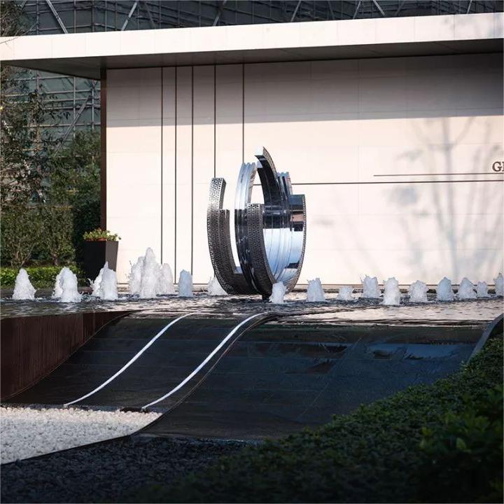 Modern waterscape sculpture stainless steel hollow landscape fountain sculpture