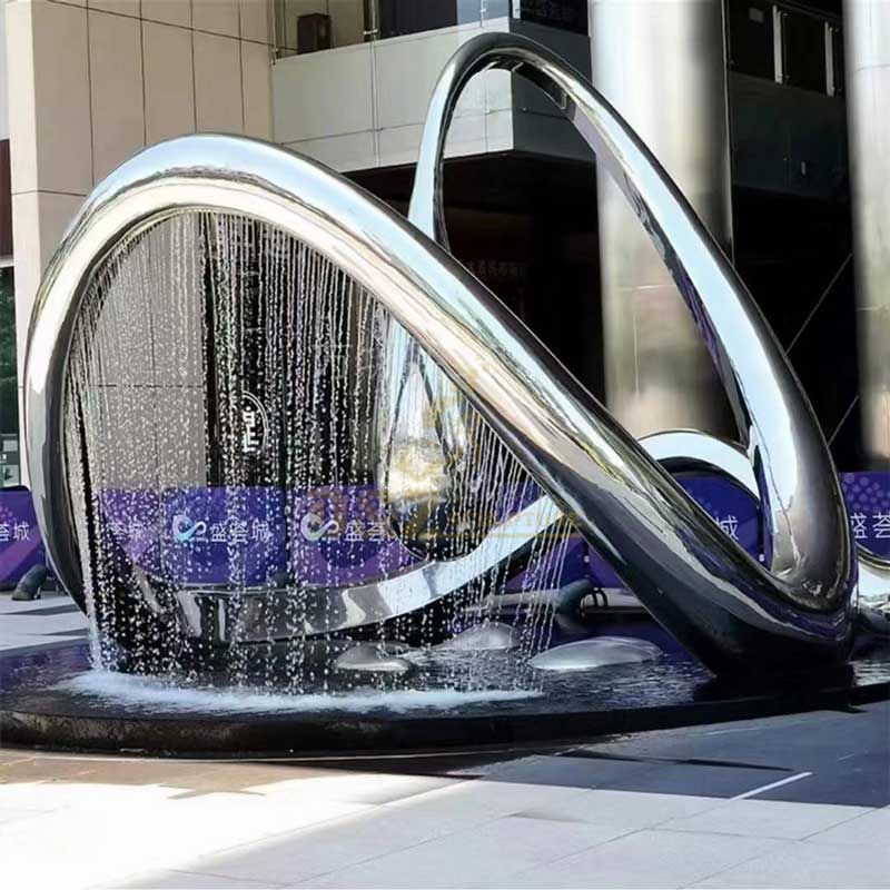 Outdoor water fountain sculpture modern abstract line art decorative metal sculpture