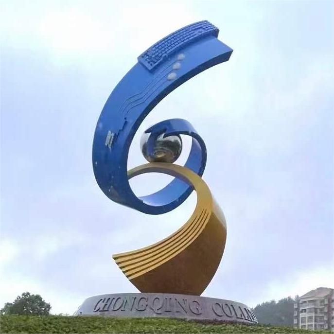 Modern abstract holding ball metal sculpture outdoor large decorative art DZ-161