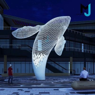 Large metal wire whale sculpture commercial street scenic garden decoration DZ-163
