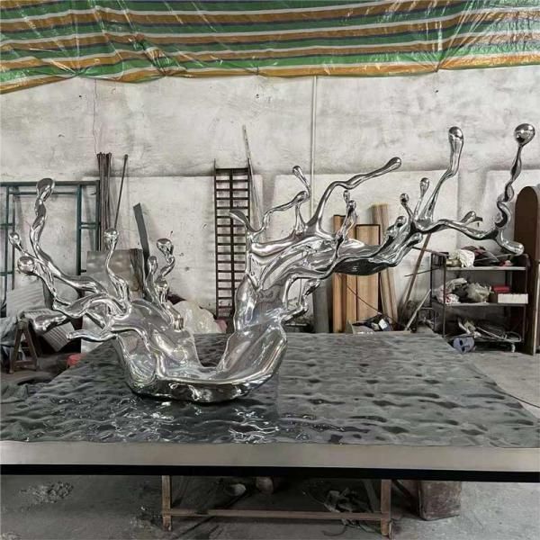 Stainless steel wave sculpture commercial area resort garden large art decoration DZ-165