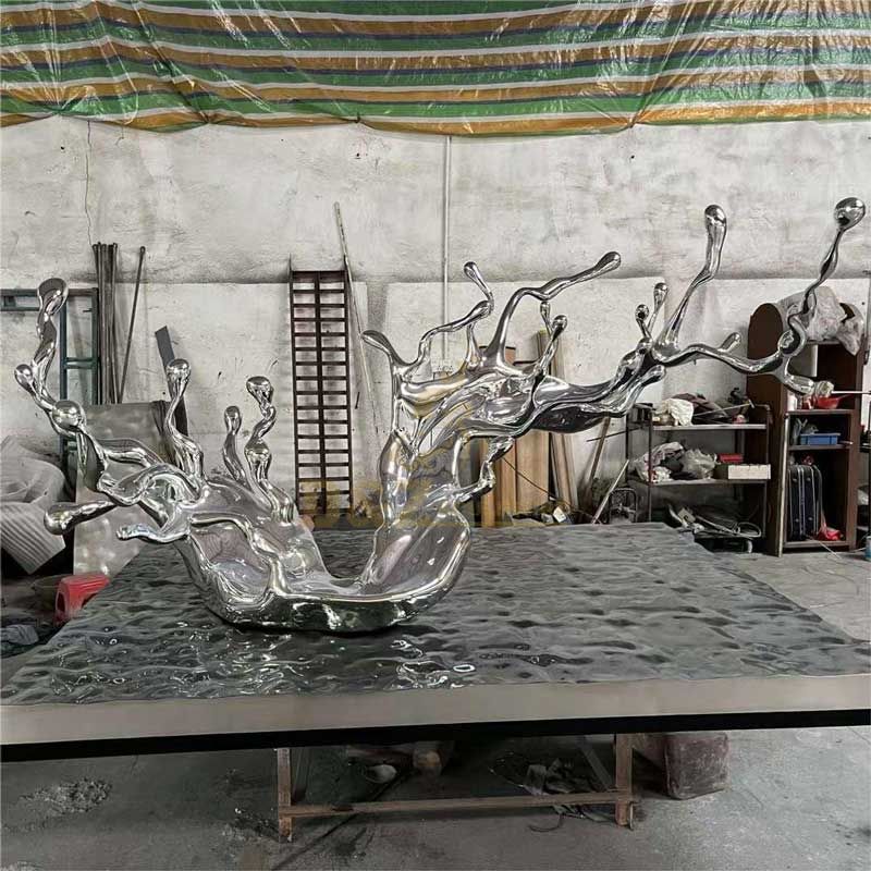 Stainless steel wave sculpture commercial area resort garden large art decoration