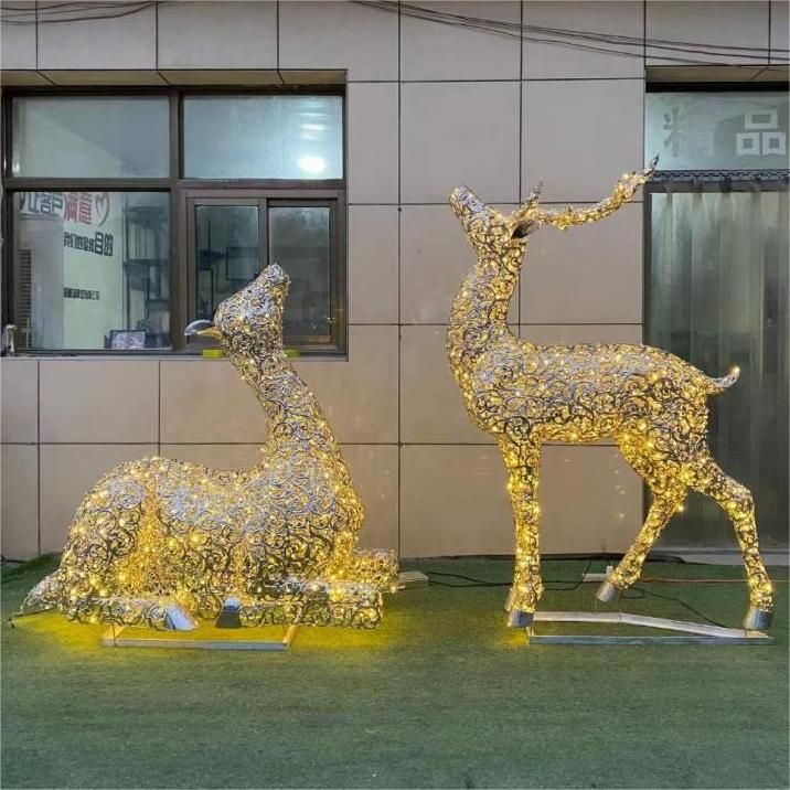 Outdoor light deer metal sculptures for sale garden art decoration sculpture DZ-166