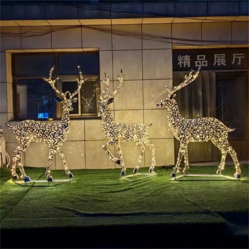 Outdoor light deer metal sculptures for sale garden art decoration sculpture DZ-166