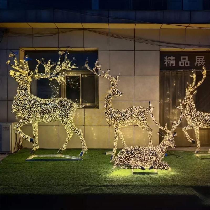 Outdoor light deer metal sculptures for sale garden art decoration sculpture DZ-166