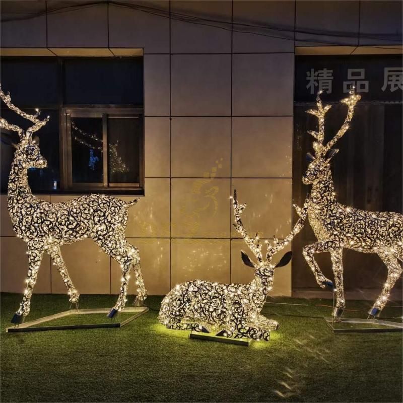 Outdoor light deer metal sculptures for sale garden art decoration sculpture DZ-166