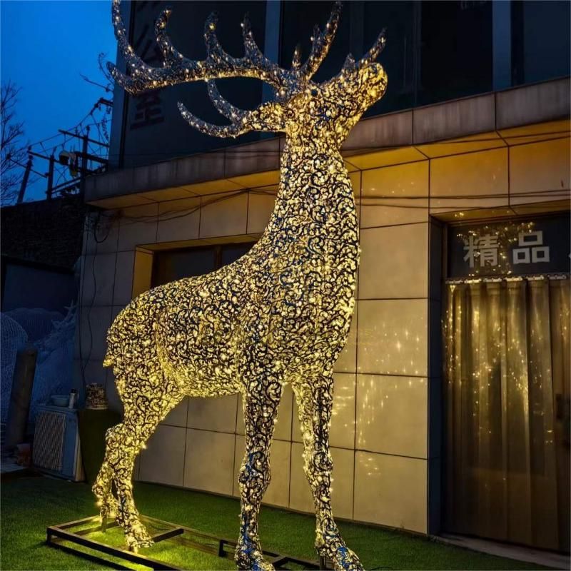 Outdoor light deer metal sculptures for sale garden art decoration sculpture DZ-166