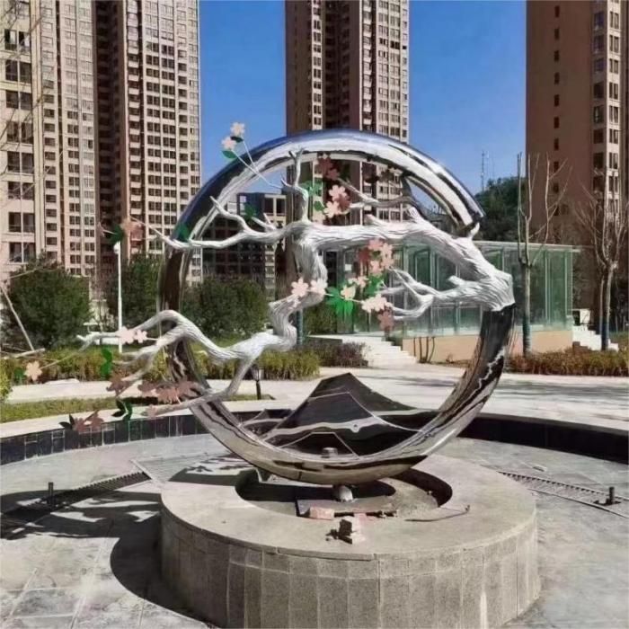 Stainless steel art sculpture art circle landscape sculpture for sale DZ-167