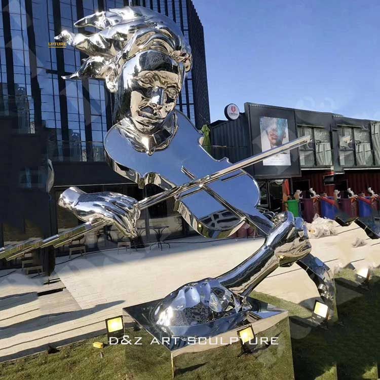 Modern abstract music art sculpture outdoor mirror stainless steel sculpture DZ-169