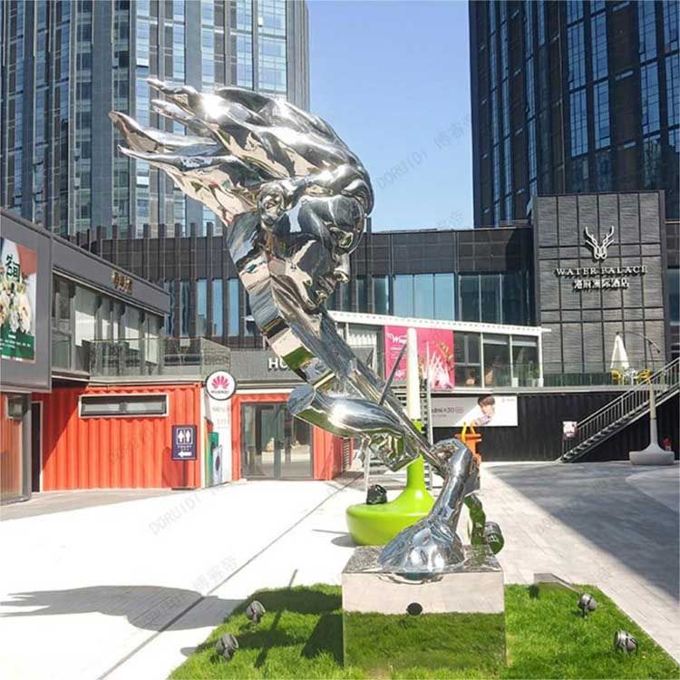Modern abstract music art sculpture outdoor mirror stainless steel sculpture