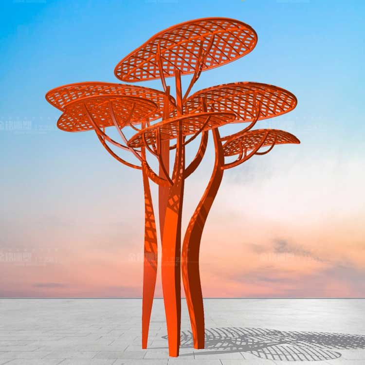 Metal sculpture large outdoor landscape tree sculpture scenic square park art decoration