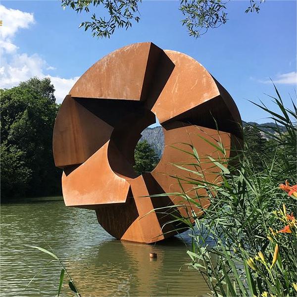 Corten Steel Metal Sculpture Large Waterwheel Art Landscape Sculpture DZ-177