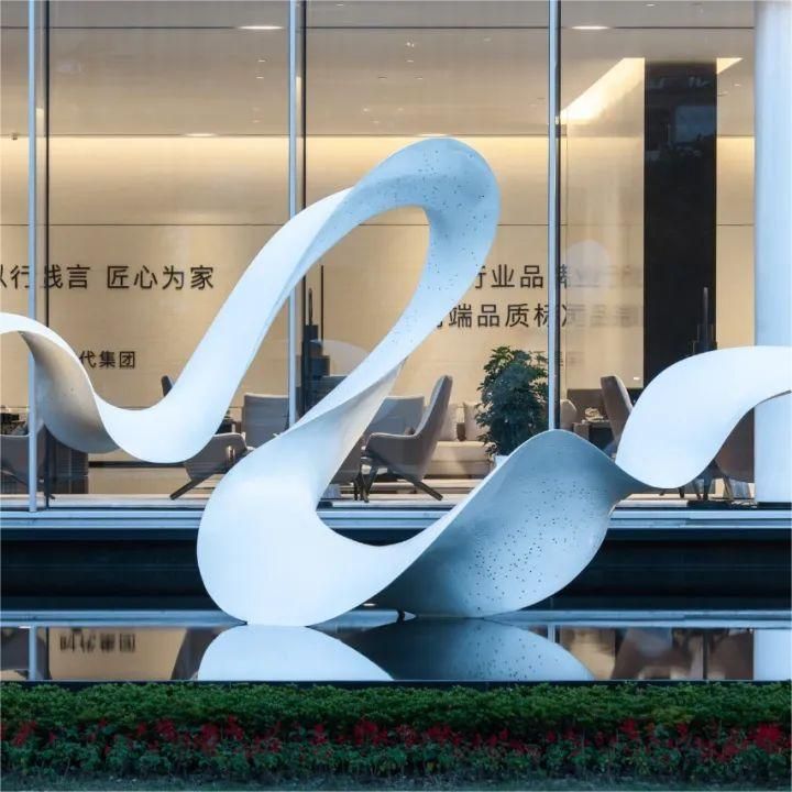 Modern large outdoor ribbon metal sculpture urban square marketing center waterscape decorative DZ-183