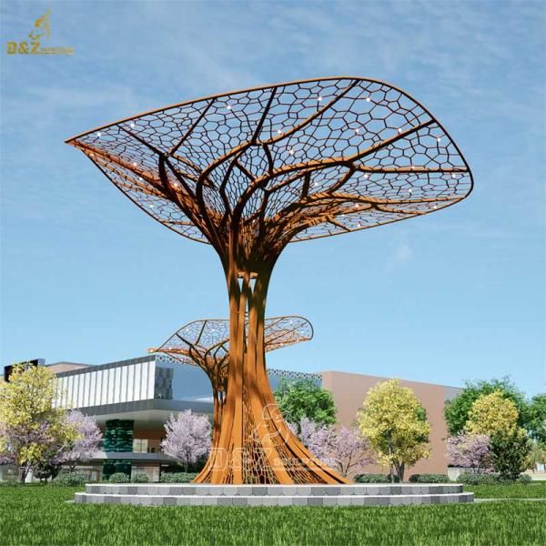 Outdoor large corten steel metal tree sculpture urban public art decorative sculpture DZ-185