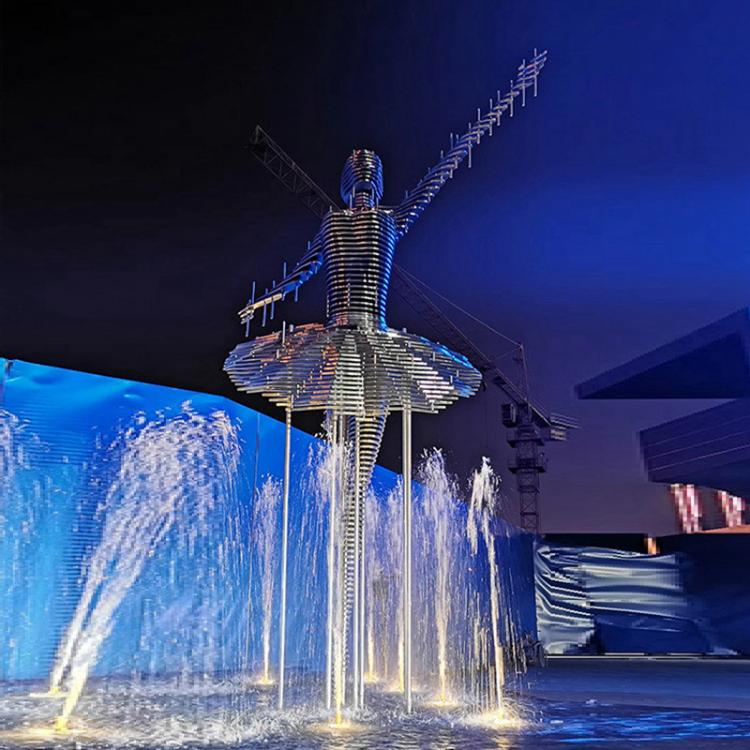 Modern large dancer metal sculpture outdoor light water fountain decorative sculpture DZ-186