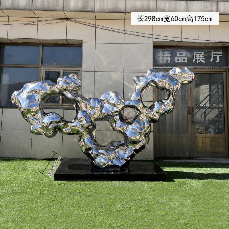 Modern metal sculpture mirror stainless steel Taihu stone art sculpture DZ-191