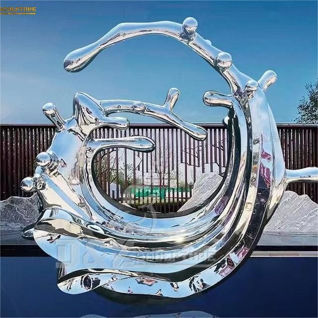 Large stainless steel metal wave sculpture urban square business park landscape sculpture DZ-193