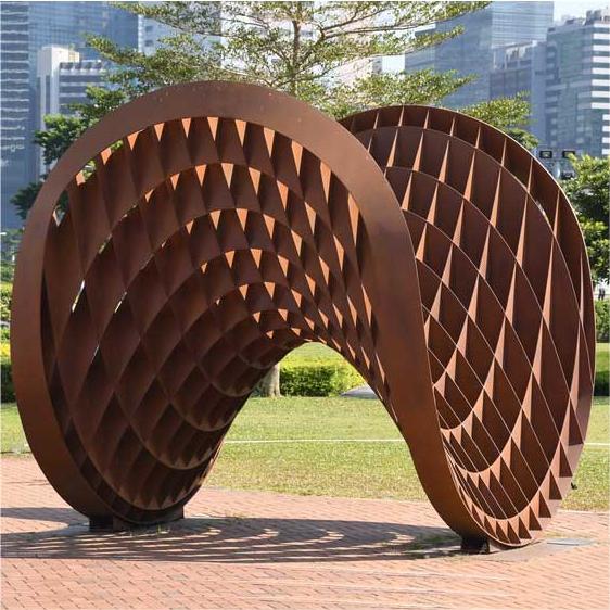 Customized large corten steel metal sculpture outdoor square park block landscape sculpture DZ-199