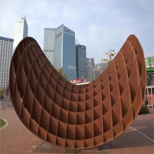 Customized large corten steel metal sculpture outdoor square park block landscape sculpture DZ-199