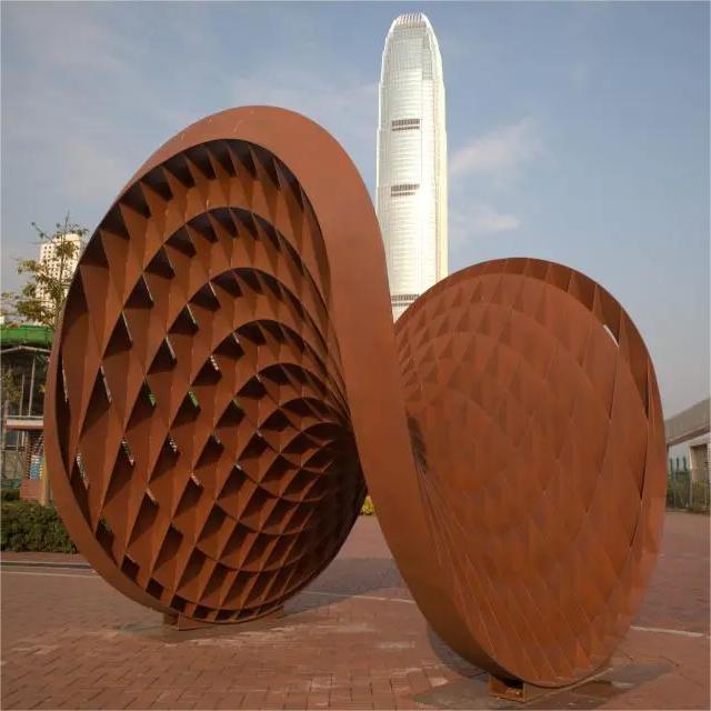 Customized large corten steel metal sculpture outdoor square park block landscape sculpture DZ-199