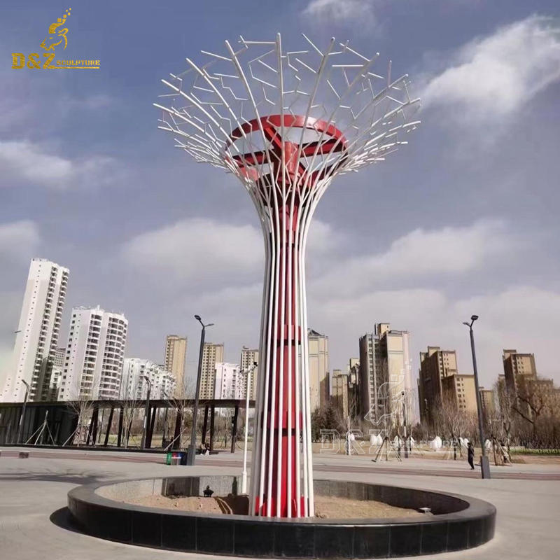 Large stainless steel wire tree sculpture city square park landscape sculpture DZ-202