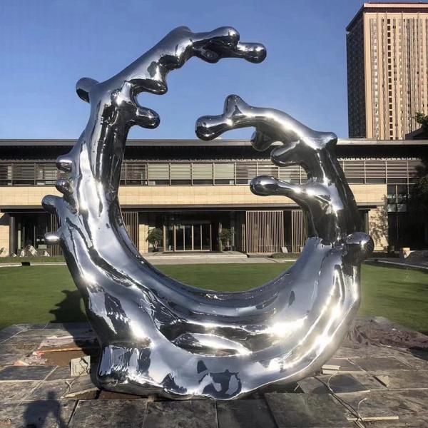 Large metal stainless steel wave art sculpture for sale hotel business area landscape sculpture DZ-204