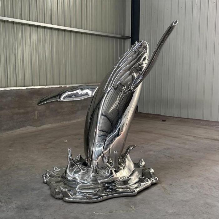 Custom stainless steel whale sculpture large metal sculpture for sale DZ-207
