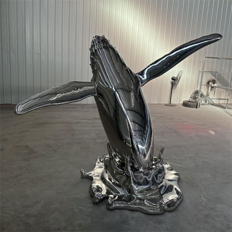 Custom stainless steel whale sculpture large metal sculpture for sale DZ-207