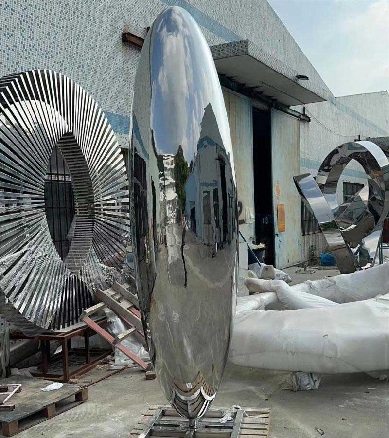 Large mirror oval stainless steel sculpture modern metal sculpture outdoor art decoration DZ-208