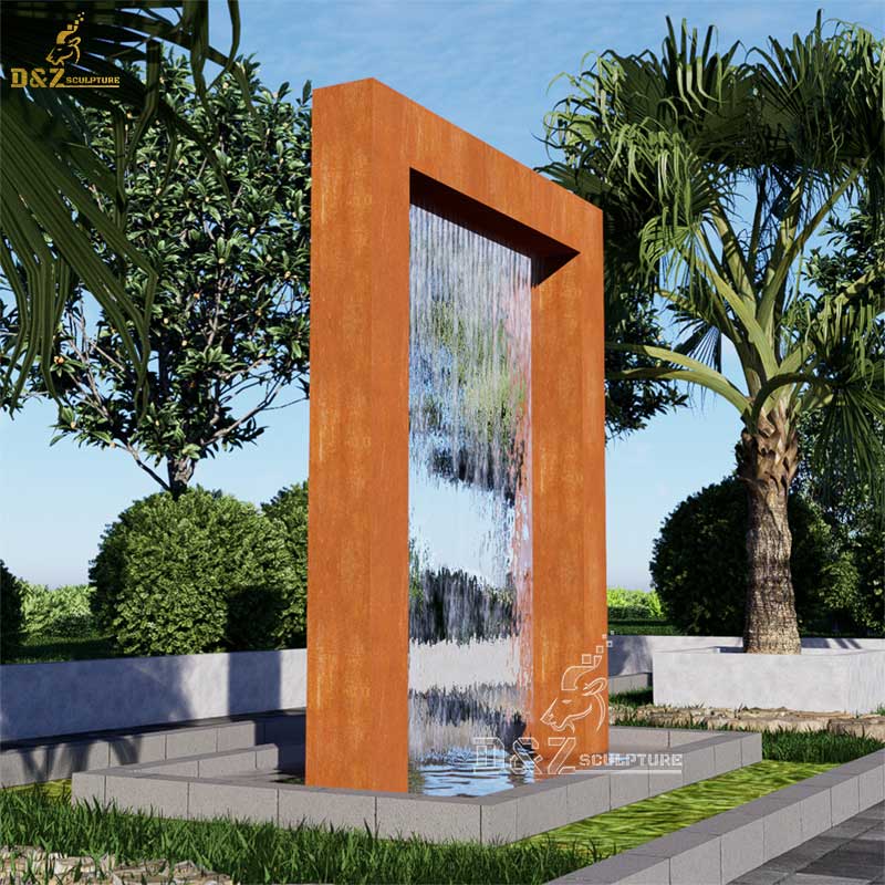 Outdoor fountain sculpture rectangular Corten Steel metal sculpture DZ-232