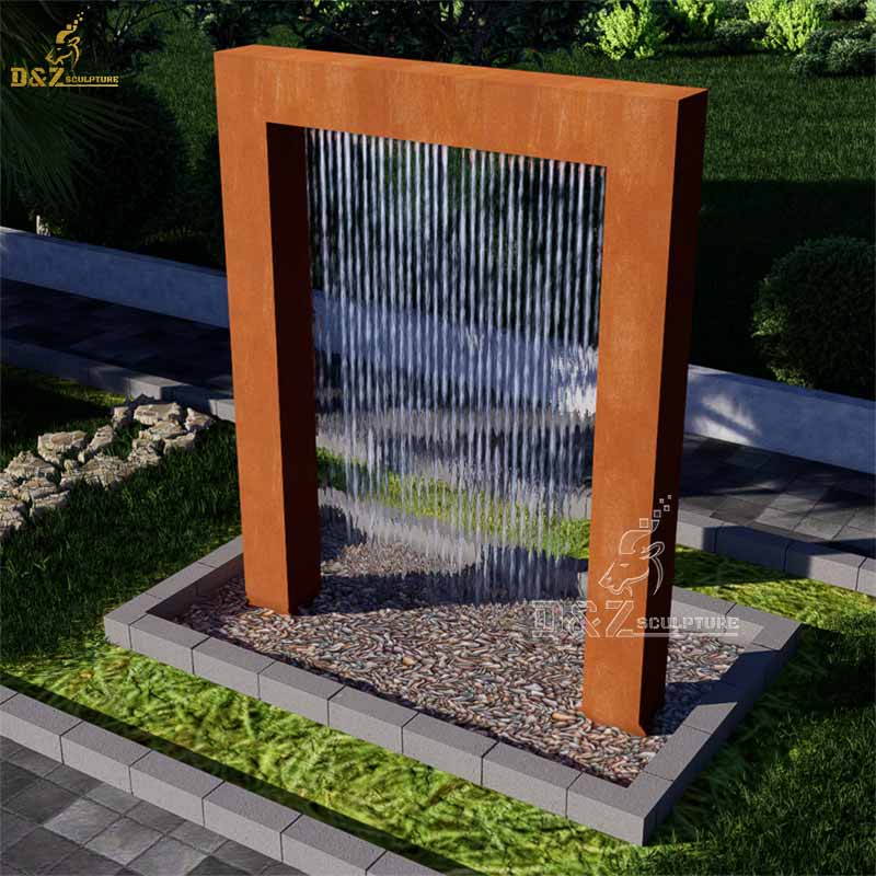 Outdoor fountain sculpture rectangular Corten Steel metal sculpture DZ-232