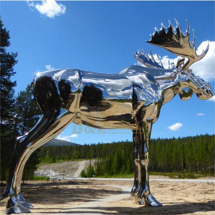 Large outdoor stainless steel metal deer sculpture for sale DZ-233