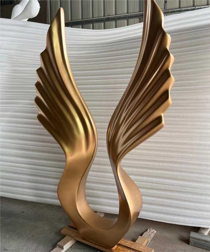 Large gold metal wings art sculpture for sale DZ-235