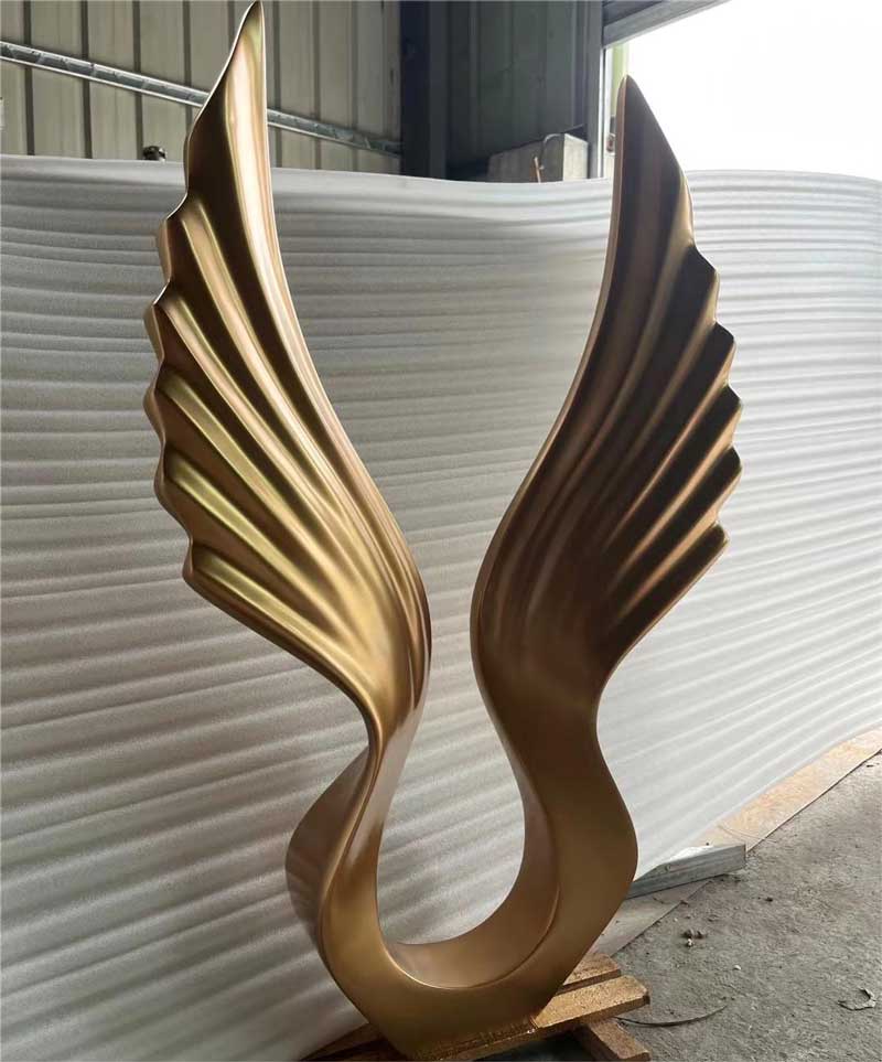 Large gold metal wings art sculpture for sale DZ-235