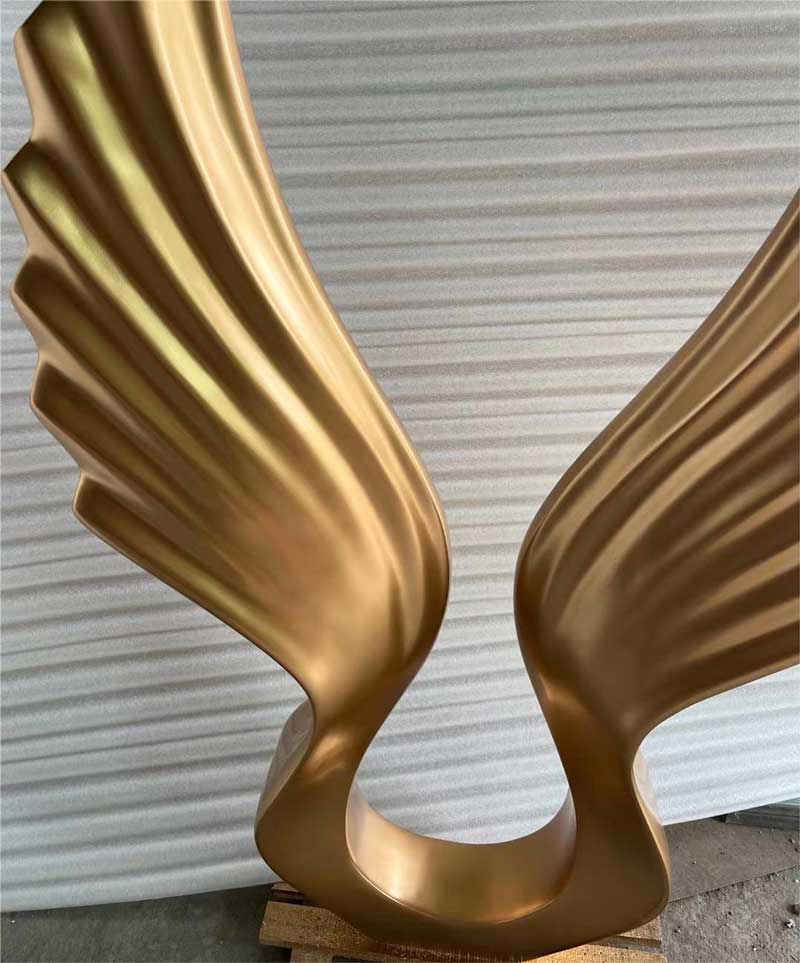 Large gold metal wings art sculpture for sale DZ-235