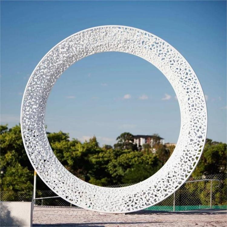 Modern large metal circle art sculpture park square hollow landscape sculpture decoration DZ-236