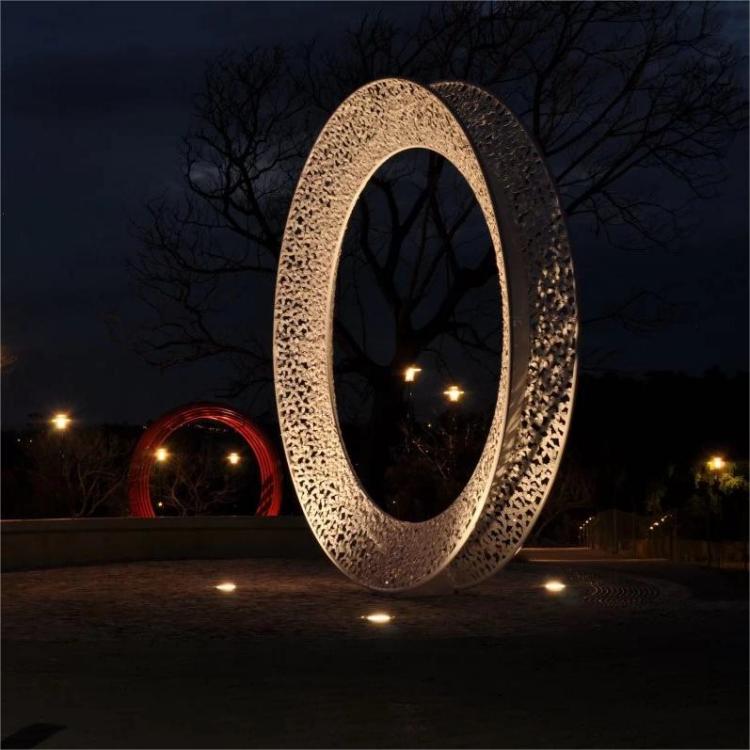 Modern large metal circle art sculpture park square hollow landscape sculpture decoration