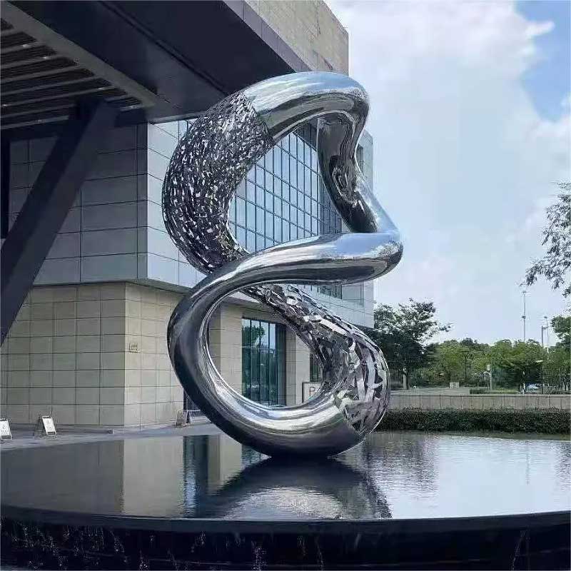 Landscape stainless steel metal sculpture creative 8 fountain waterscape art sculpture DZ-237
