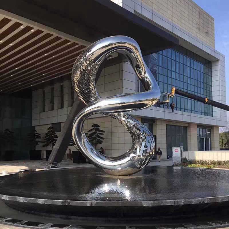 Landscape stainless steel metal sculpture creative 8 fountain waterscape art sculpture DZ-237