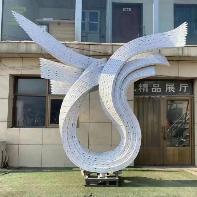 Large white metal wings art sculpture lighting decoration for sale DZ-238