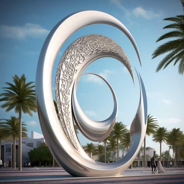 Modern large scimitar crescent metal art sculpture city landscape sculpture DZ-248