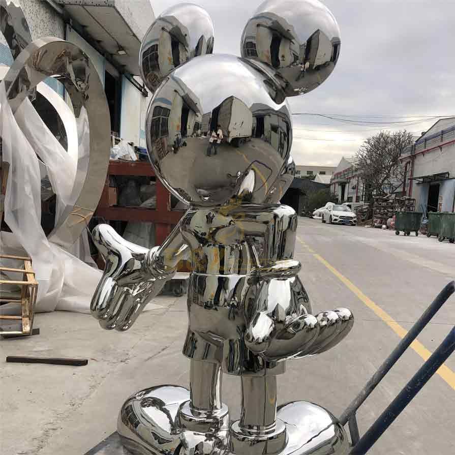 Large stainless steel mirror Mickey Mouse metal sculpture for sale DZ-253