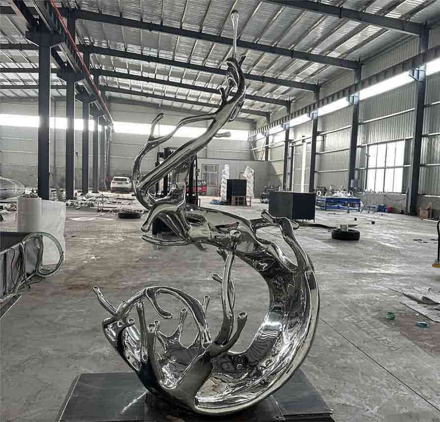 Large metal wave art sculpture for sale urban hotel commercial club landscape decoration DZ-258