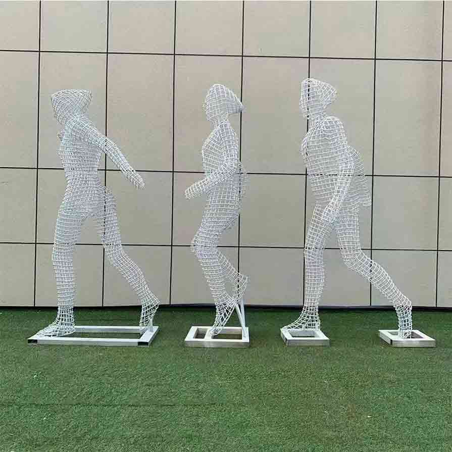 Stainless steel metal wire sculptures athlete art sculptures for sale DZ-261