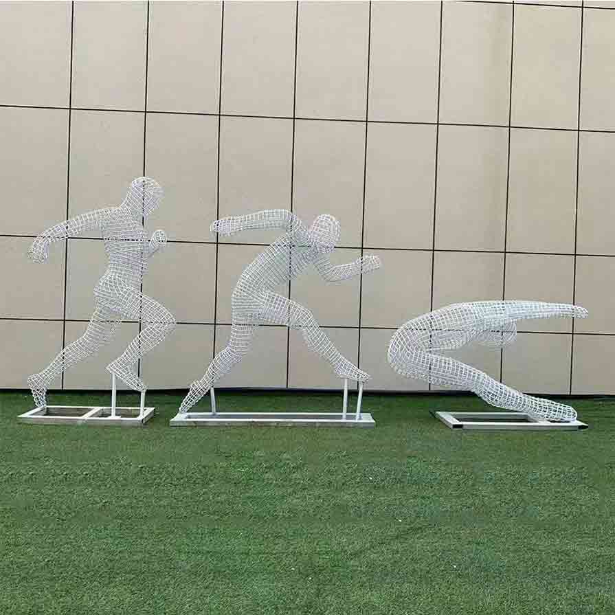 Stainless steel metal wire sculptures athlete art sculptures for sale DZ-261