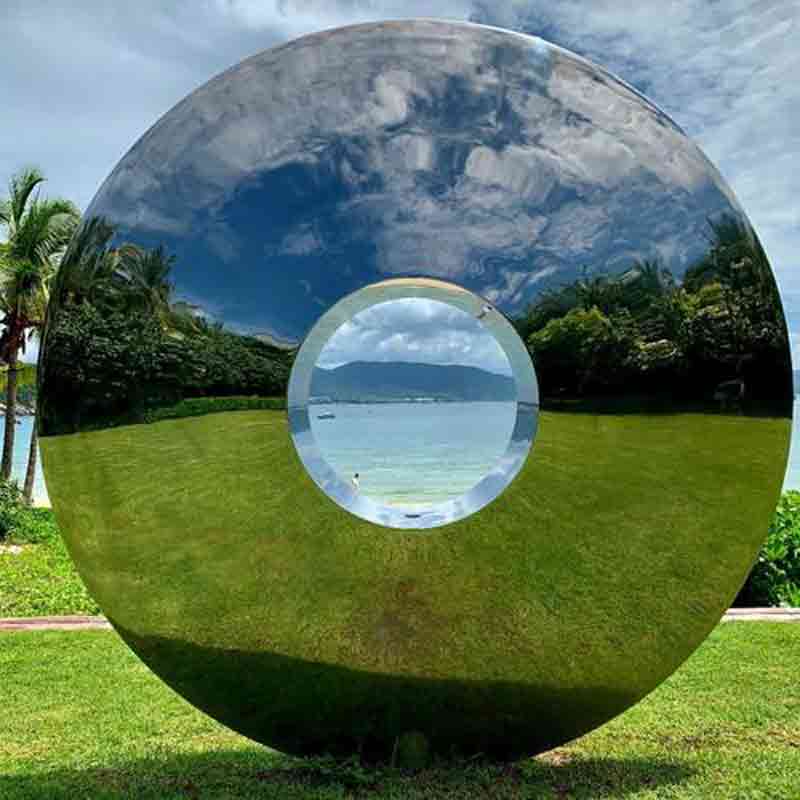 Outdoor mirror stainless steel metal disc sculpture for sale DZ-265